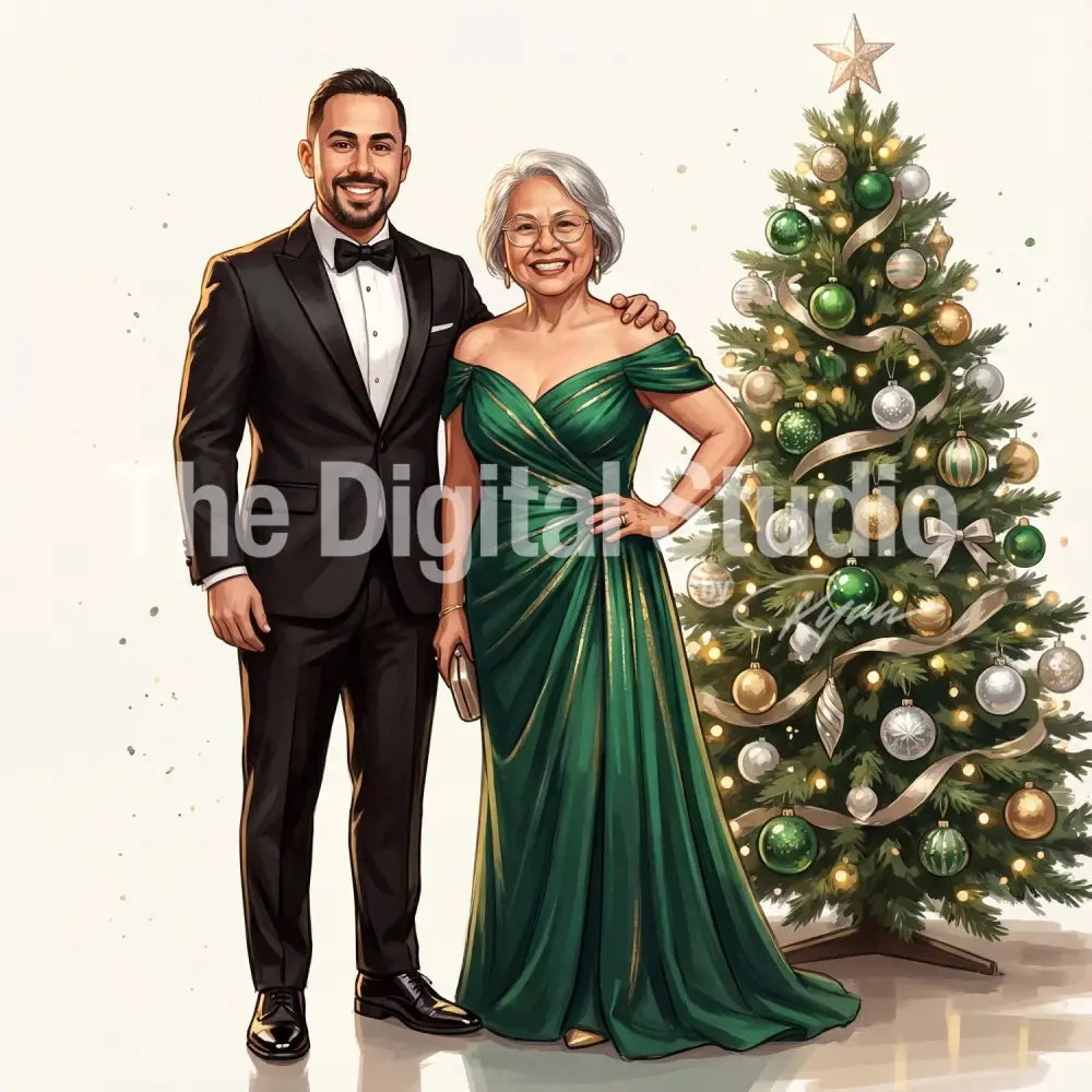 Christmas Gala Tree Portrait AI Photo Booth Prompt