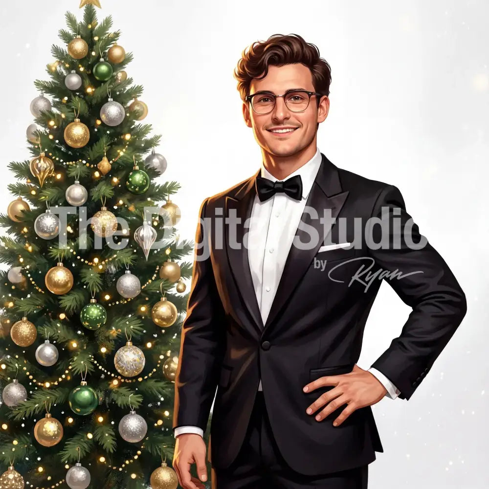 Christmas Gala Tree Portrait AI Photo Booth Prompt