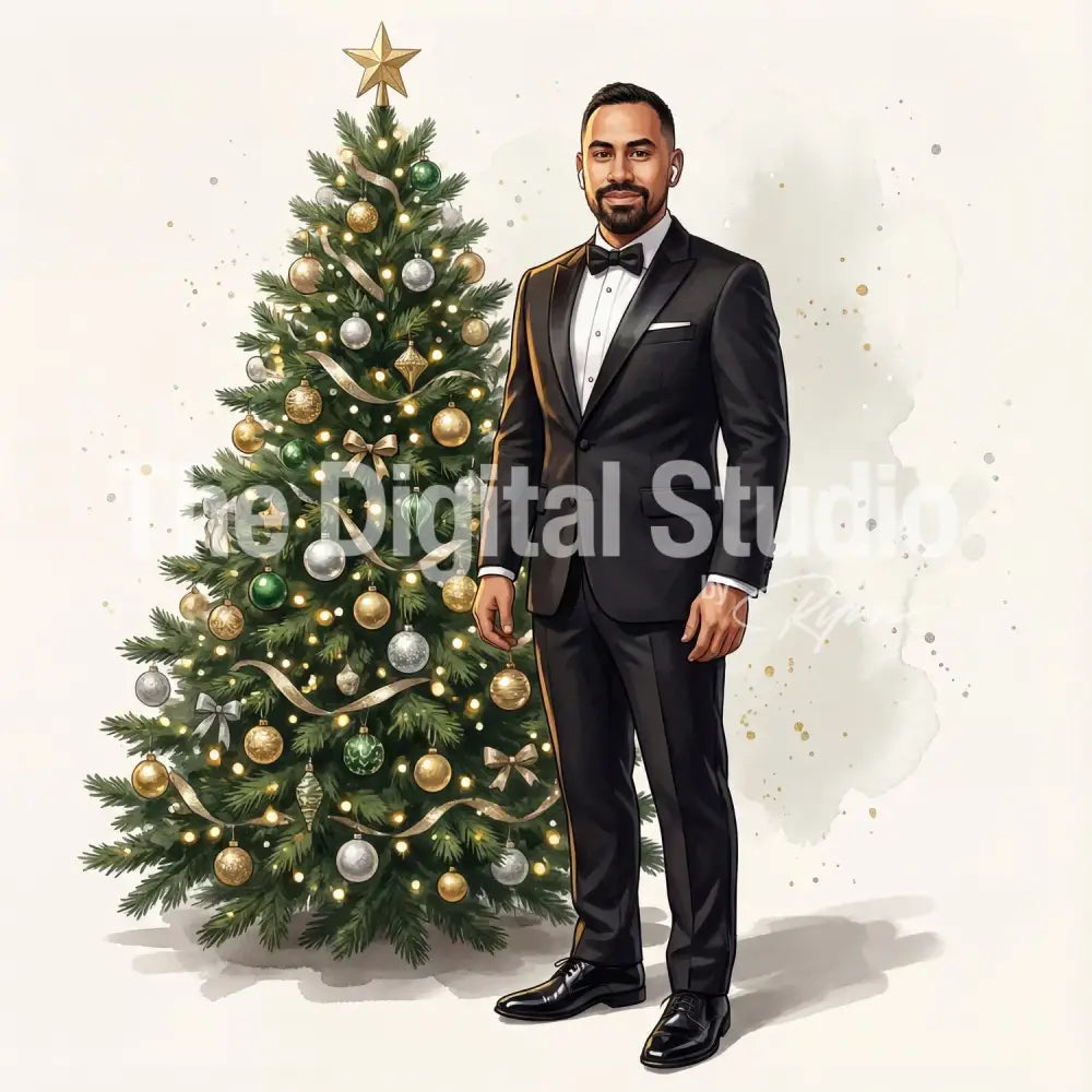 Christmas Gala Tree Portrait AI Photo Booth Prompt