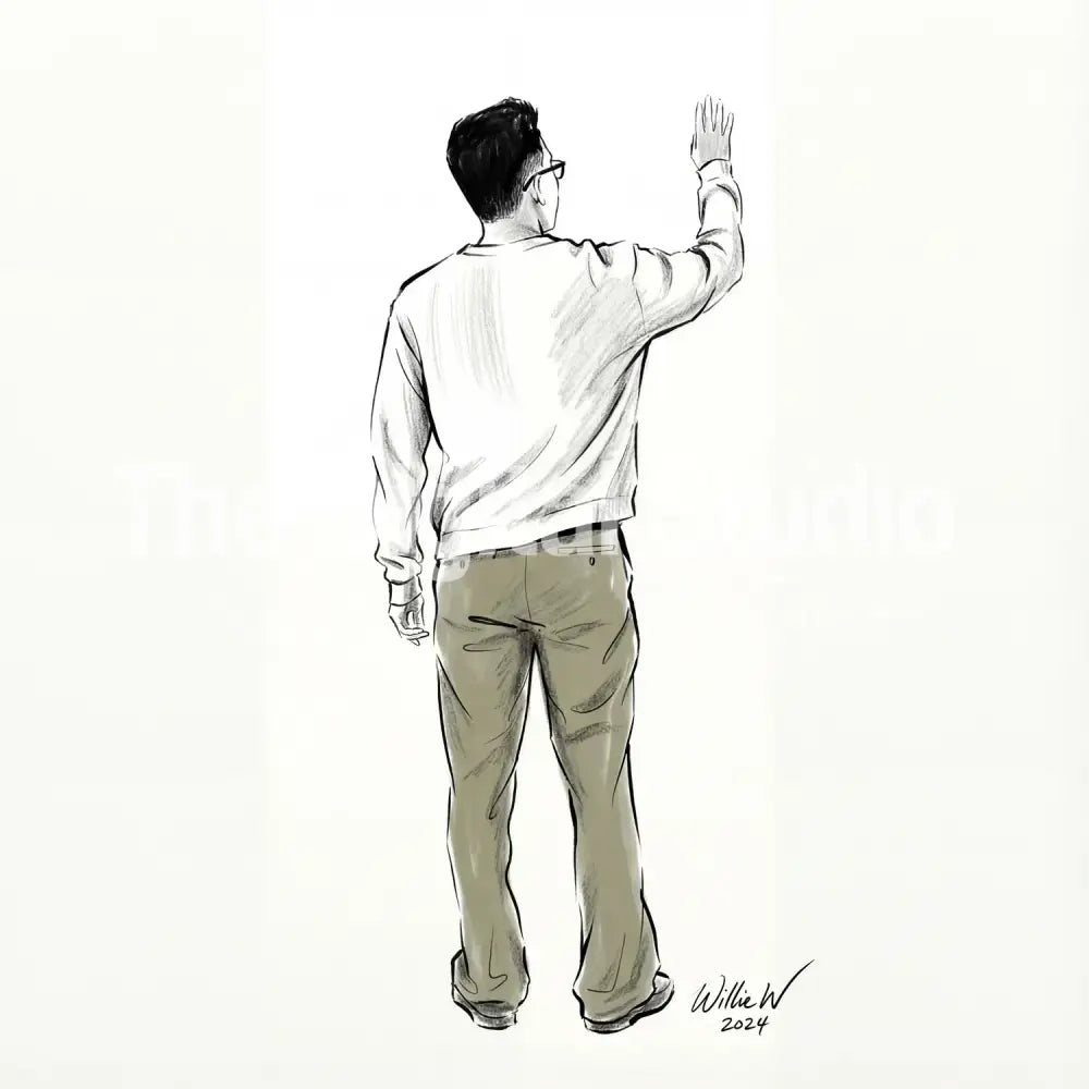 Elegant Back-View Line Sketch AI Portrait