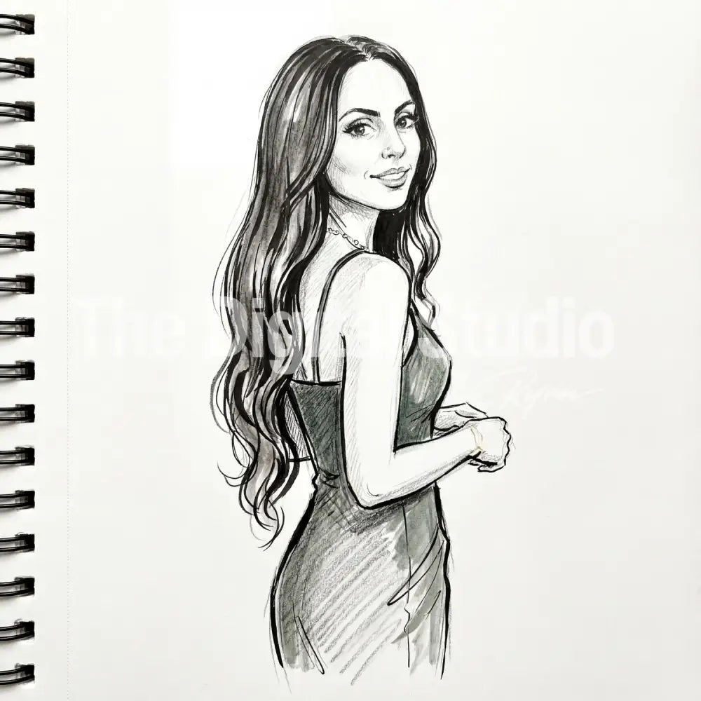 Elegant Back-View Line Sketch AI Portrait