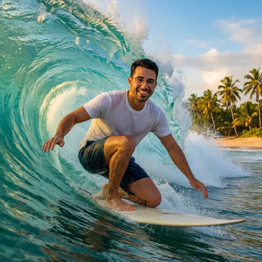 Hawaiian Surf Action AI Prompt