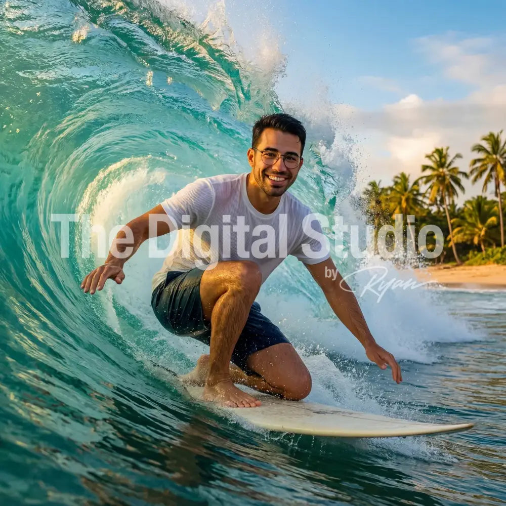 Hawaiian Surf Action AI Prompt