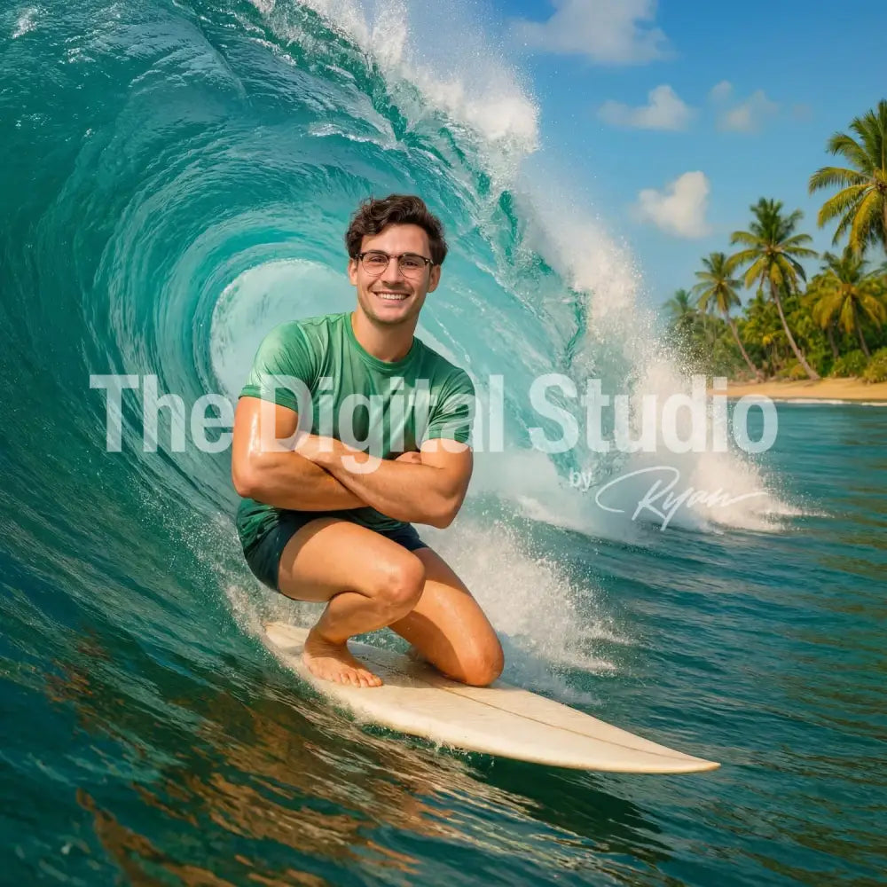 Hawaiian Surf Action AI Prompt
