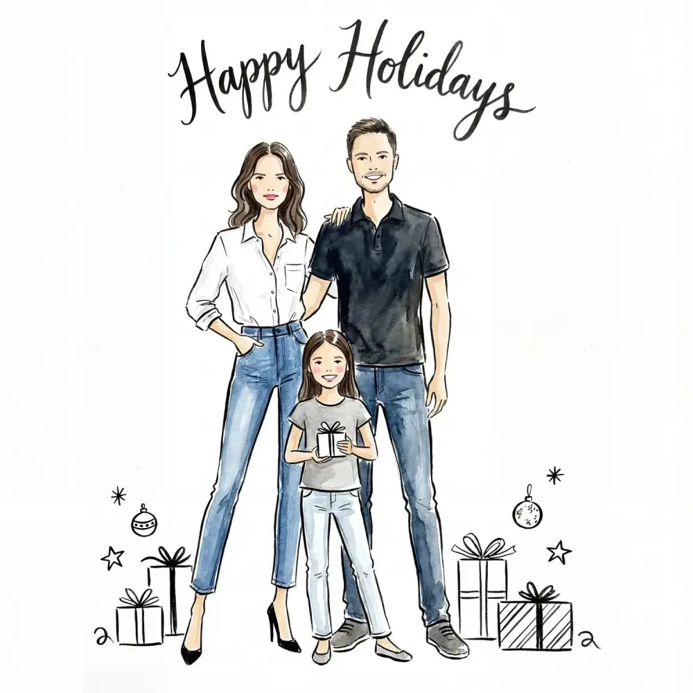 Holiday Fashion Illustration AI Portrait