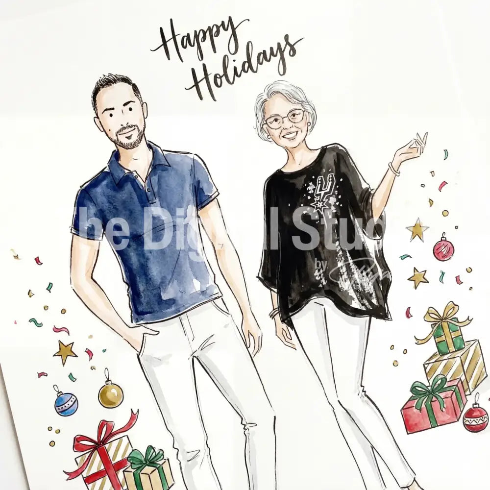 Holiday Fashion Illustration AI Portrait