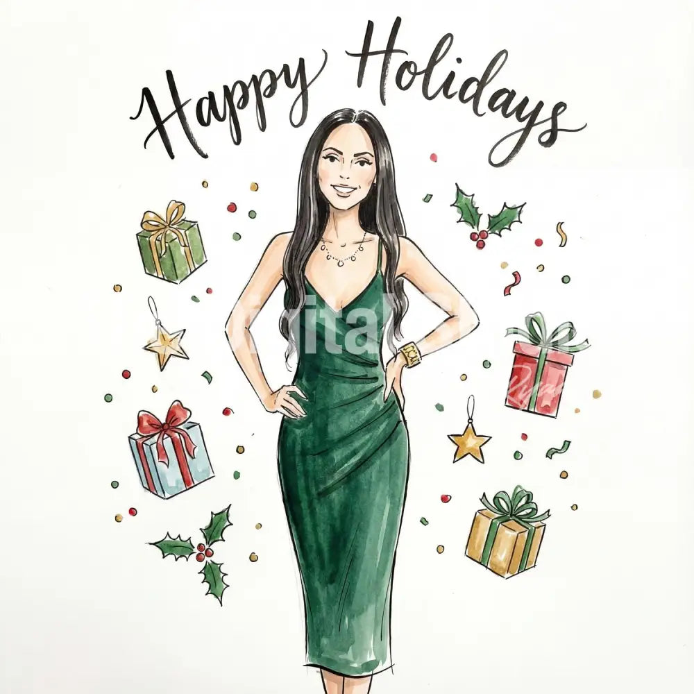 Holiday Fashion Illustration AI Portrait