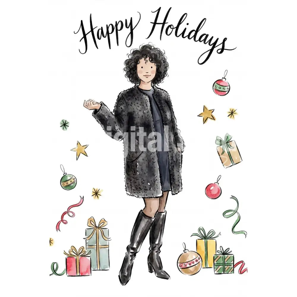 Holiday Fashion Illustration AI Portrait