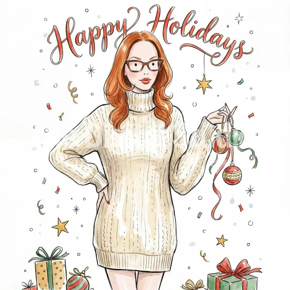 Holiday Fashion Illustration AI Portrait