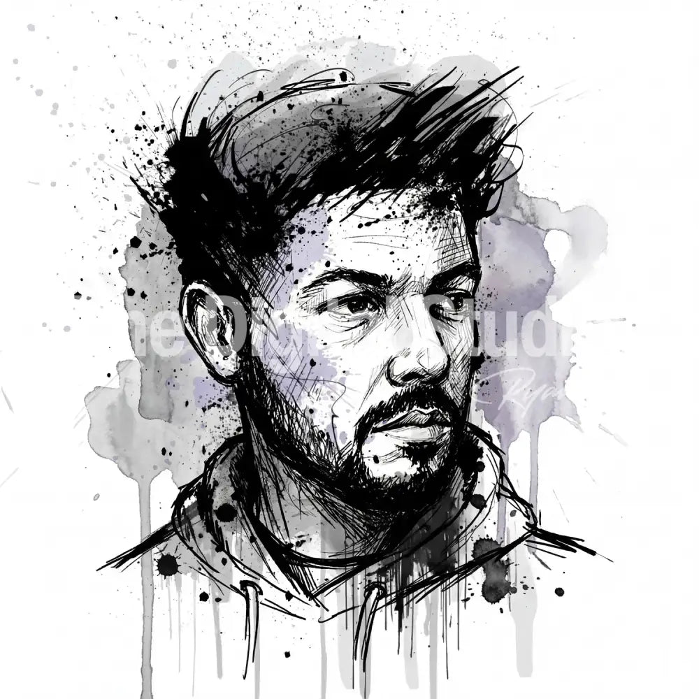 Ink Splatter Watercolor Sketch