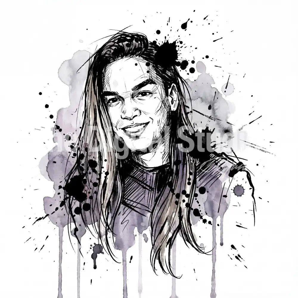 Ink Splatter Watercolor Sketch