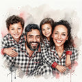 Matching Pajama Watercolor Holiday Portrait