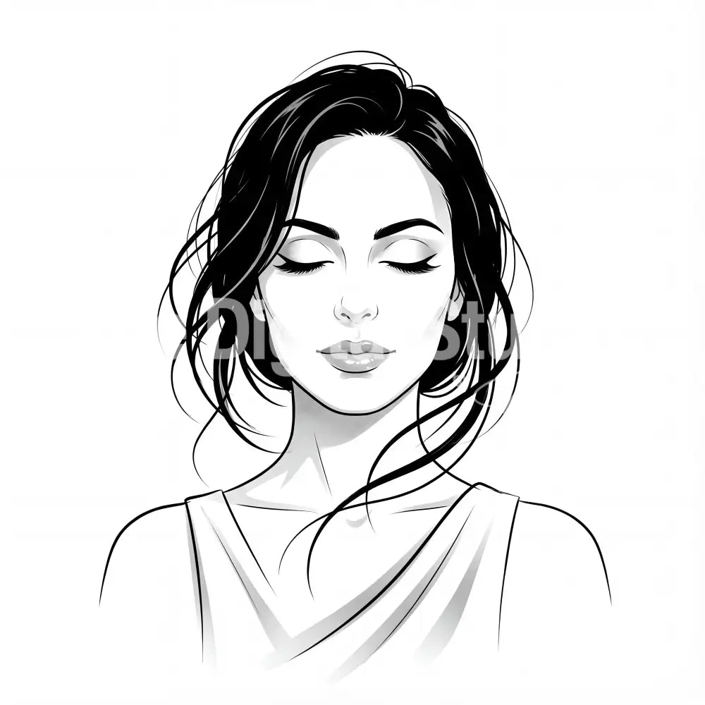 Minimalist Female Fashion Ink Portrait