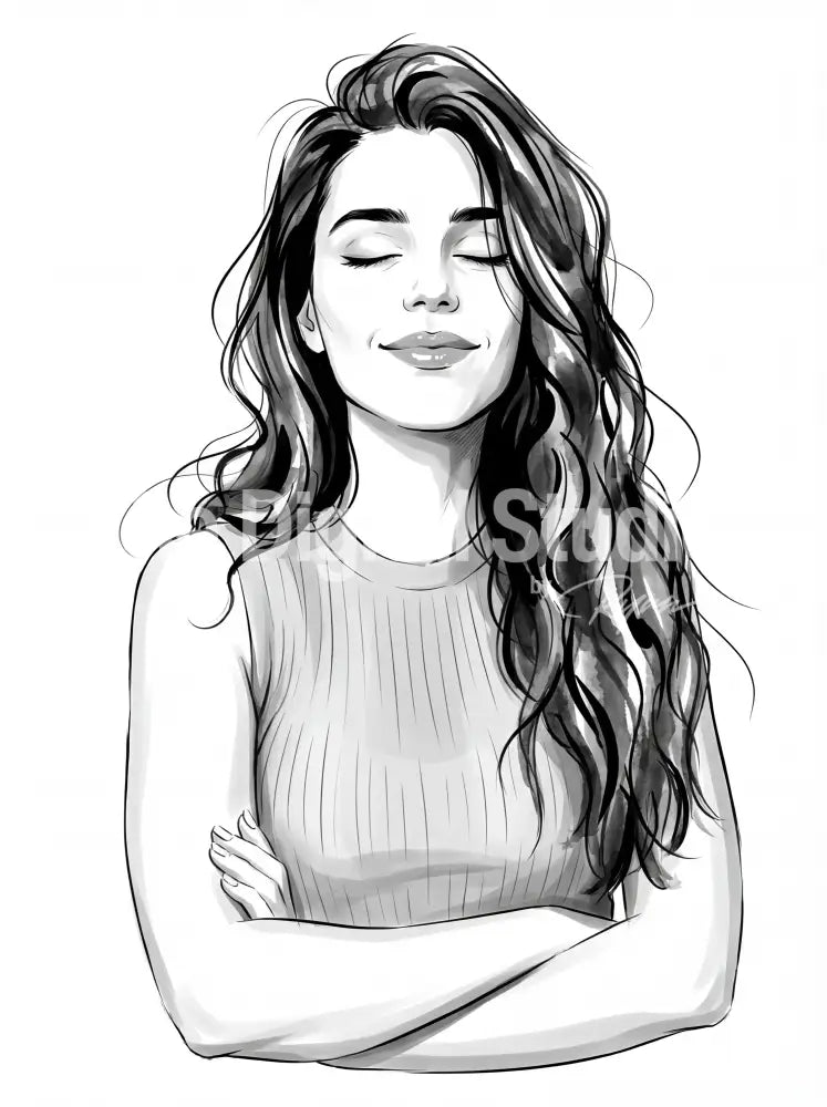 Minimalist Female Fashion Ink Portrait