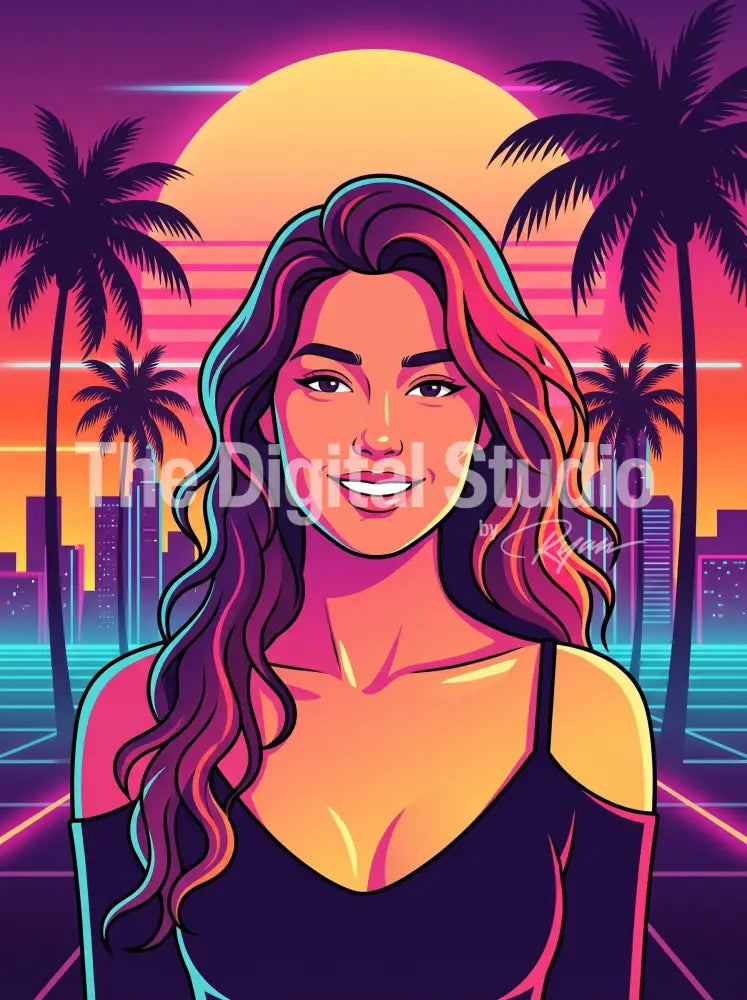 Neon Sunset Poster Portrait