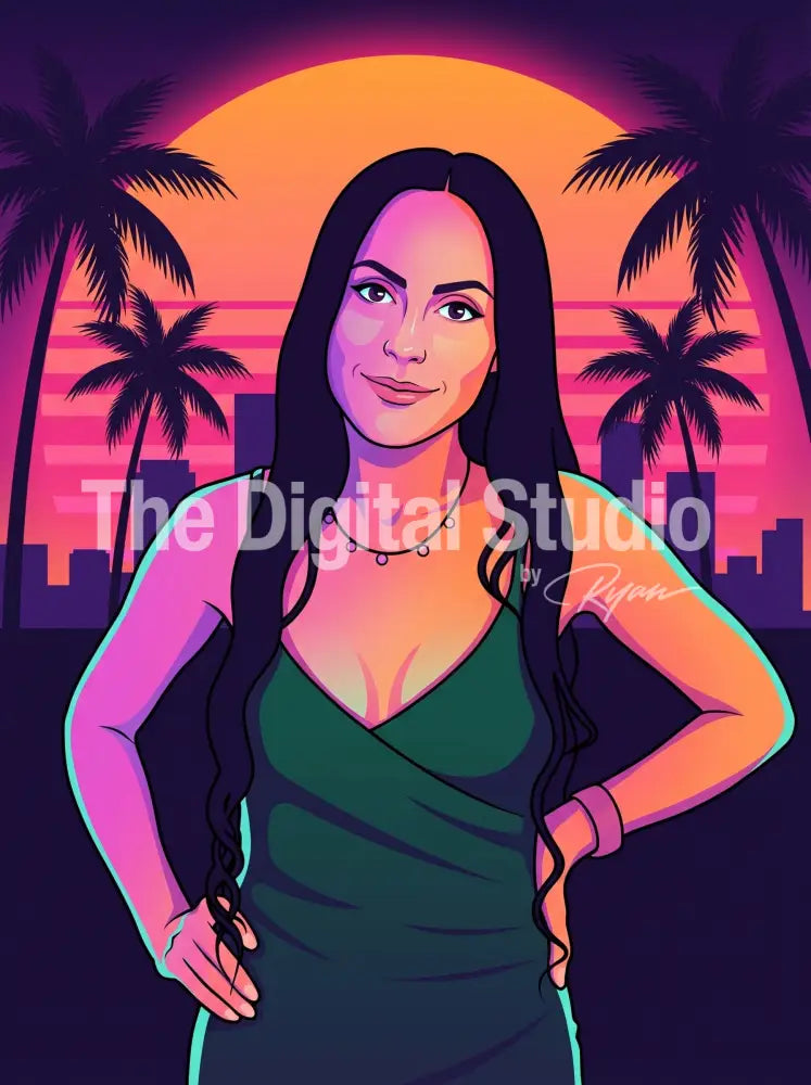 Neon Sunset Poster Portrait
