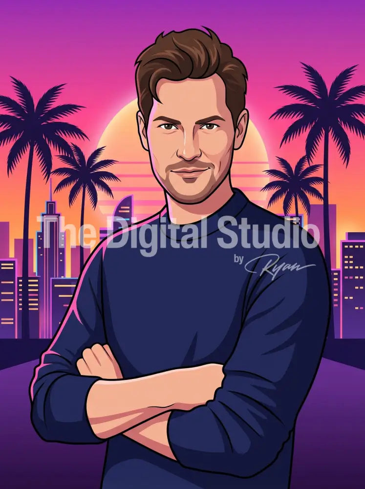 Neon Sunset Poster Portrait