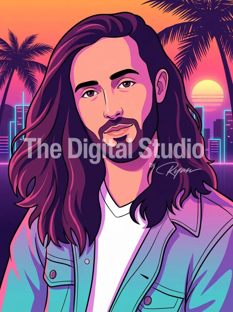 Neon Sunset Poster Portrait