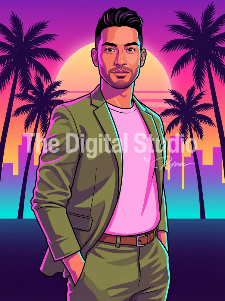 Neon Sunset Poster Portrait