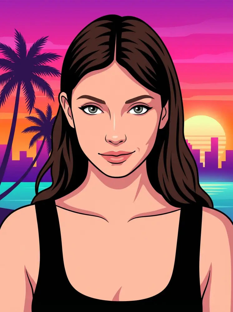Neon Sunset Poster Portrait