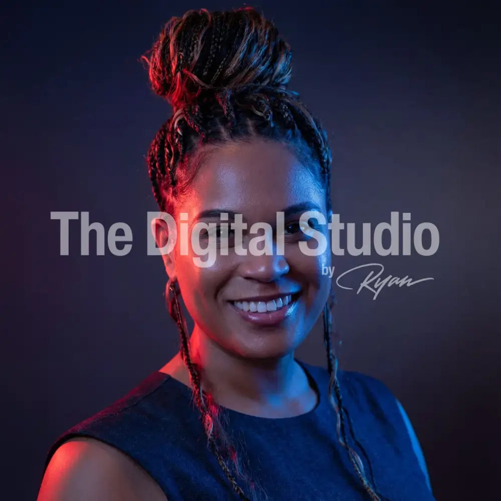 Red–Blue Cinematic Gel Portrait AI Prompt