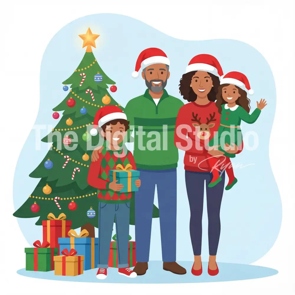 Under the Tree Family Christmas Portrait
