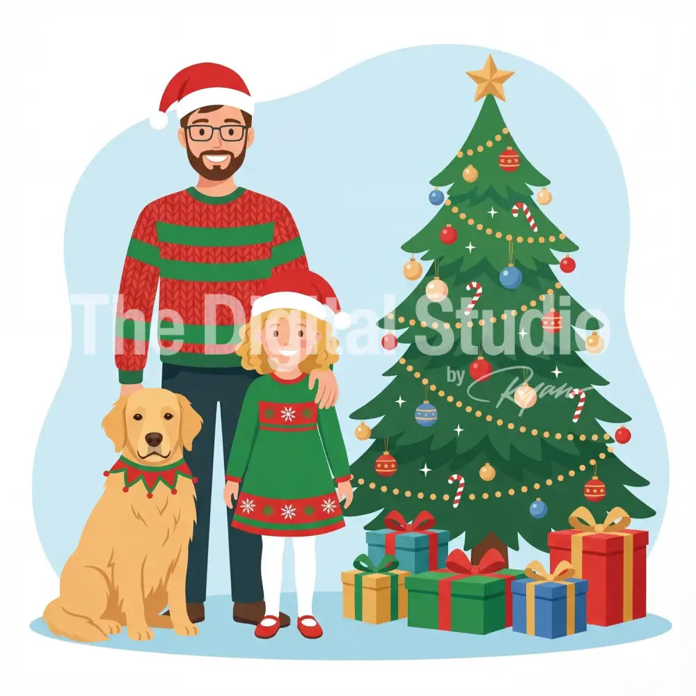 Under the Tree Family Christmas Portrait