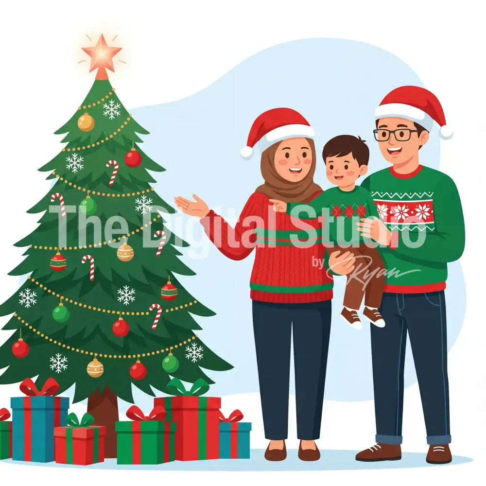 Under the Tree Family Christmas Portrait