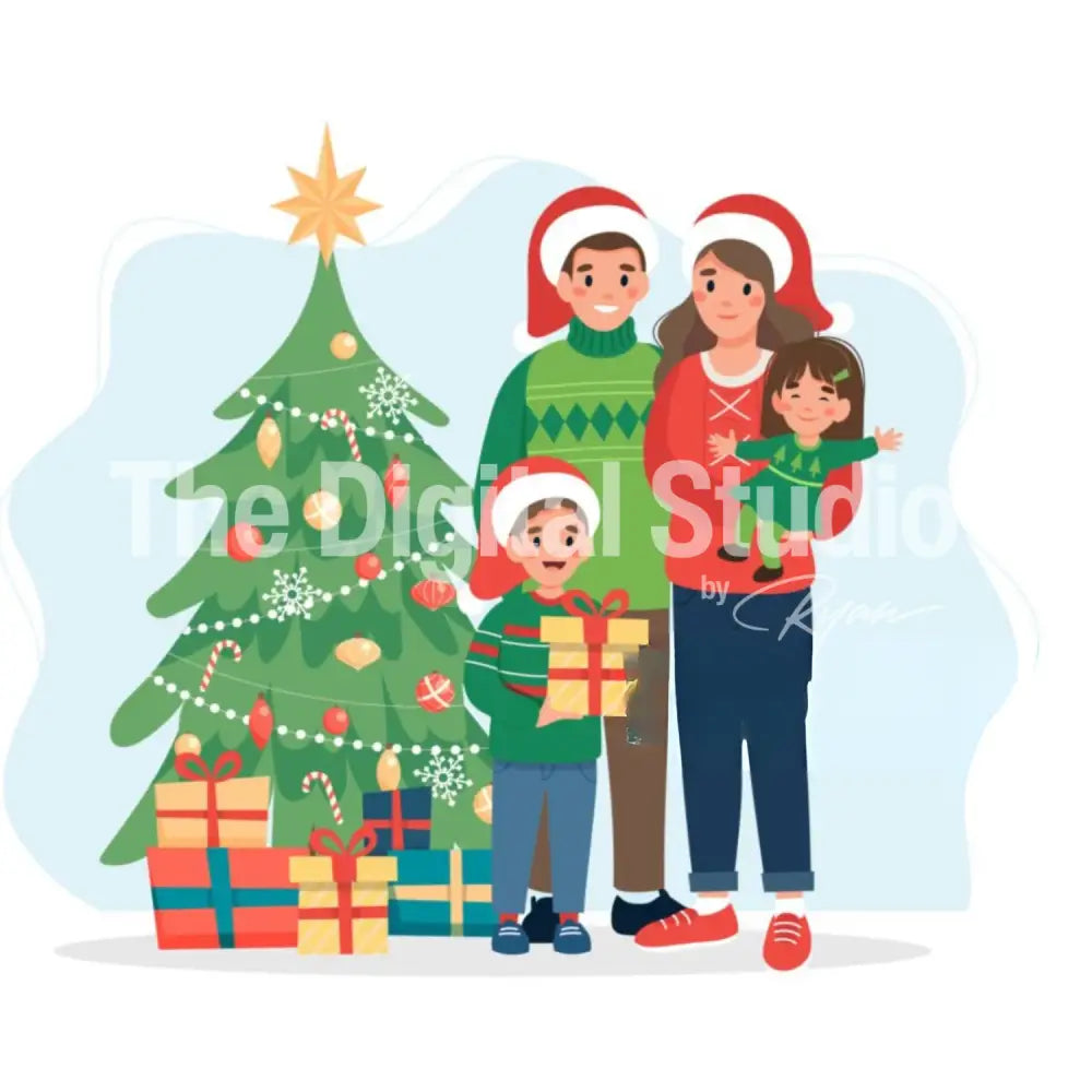 Under the Tree Family Christmas Portrait